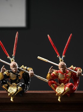 中式陶瓷工艺品齐天大圣美猴王孙悟空家居博古架装饰造景摆设