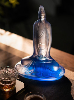 京铜琉璃观音菩萨佛像摆件