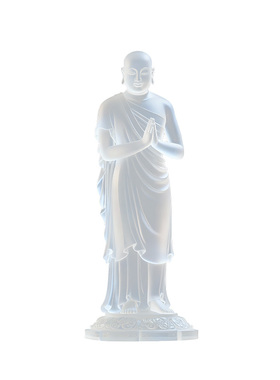 阿难迦叶尊者像纯琉璃佛像禅意摆件客厅玄关桌面装饰品送长辈礼物