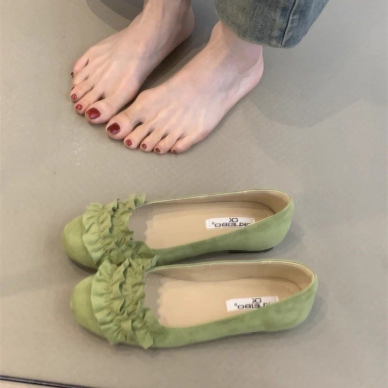 温柔仙女风芭蕾单鞋2025新x款法式甜美绒面可爱圆头浅口平底奶奶,淘宝优惠券,粉丝福利购,淘宝优惠卷