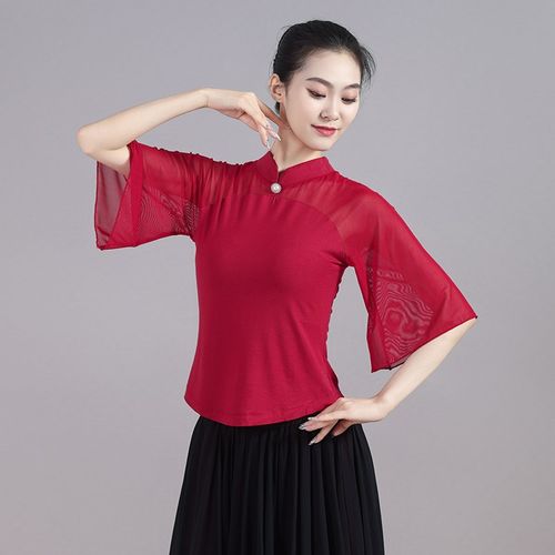 古典舞服气质修身纱上衣中国风现代舞民族舞服装艺考练.功服形体 - 图0