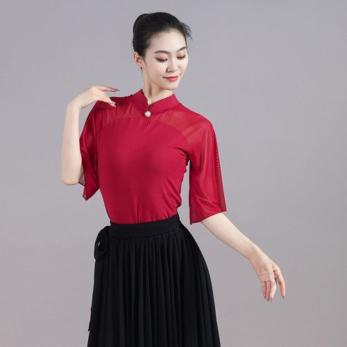 古典舞服气质修身纱上衣中国风现代舞民族舞服装艺考练.功服形体 - 图2