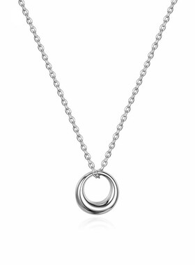 999纯银几何圆圈项链 冷淡风气质锁骨链女2022简约气质项饰送闺蜜