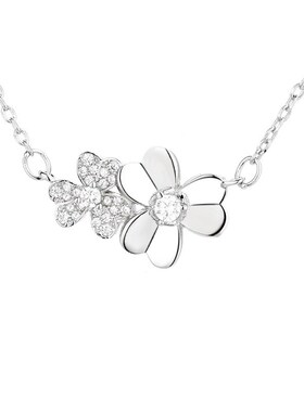 韩版新款镶钻三花项链女 时尚流行风轻奢花瓣锁骨链简约百搭饰品