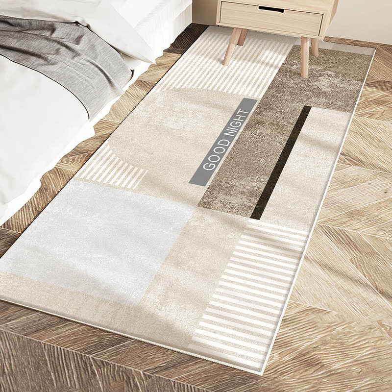 Bedside carpet, bedroom style children's long strip carpet, thickened wabi-sabi cream floor mat in front of the bed