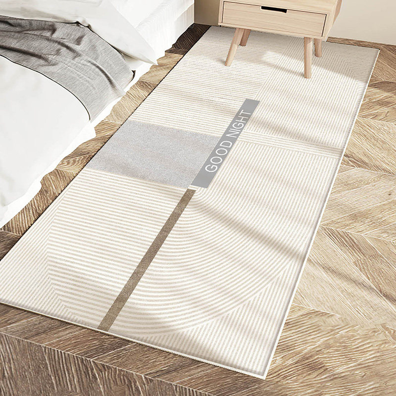 Bedside carpet, bedroom style children's long strip carpet, thickened wabi-sabi cream floor mat in front of the bed