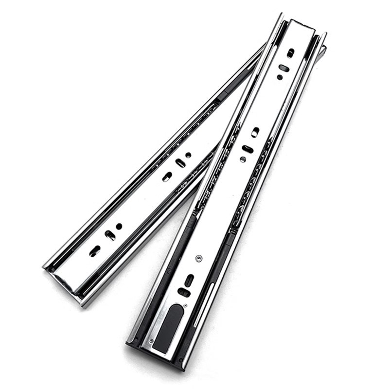 抽屉三节滑轨阻尼缓冲加厚静音滑道衣橱柜键盘托侧装滑轨柜桶路轨 - 图3