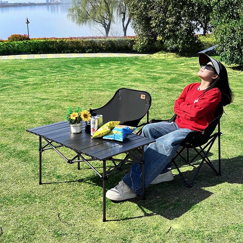 问露整套户外折j叠桌椅蛋卷桌月亮椅子便携式露营摆摊野餐桌椅套,淘宝优惠券,粉丝福利购,淘宝优惠卷