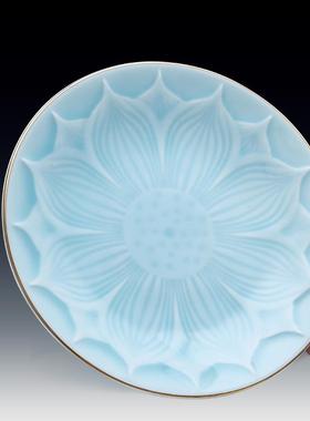 戴玉堂陶瓷描金青瓷圣水杯观音净水杯佛前供佛敬神水杯供奉用品