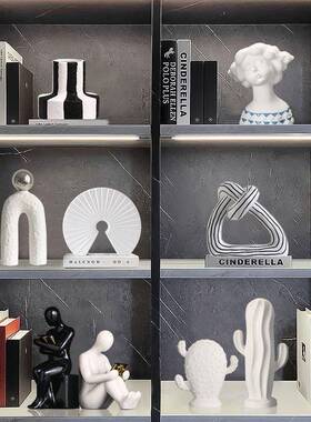 高级感现代简约办公室摆件意式极简客厅酒柜样板间轻奢高档软装饰