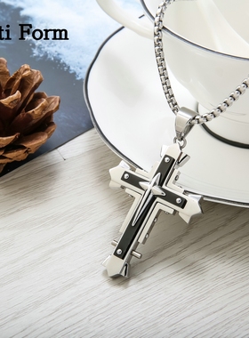Anti Form未来时尚风时尚星芒十字架项链男女小众轻奢蛇骨链饰品