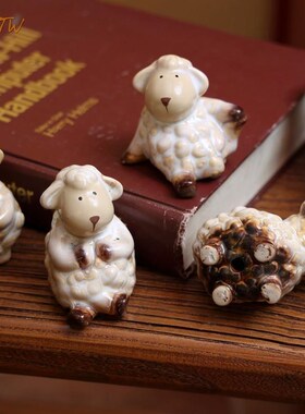 可爱治愈生肖绵羊桌面书房玄关装饰陶瓷闺蜜同事朋友送礼创意摆件