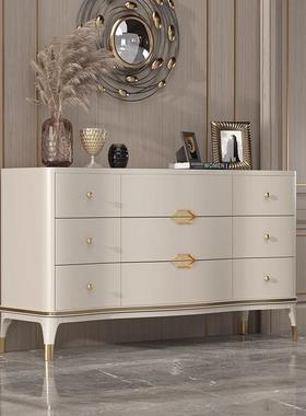 轻奢九斗柜美式客厅现代简约收纳储物柜卧室电视柜实木抽屉柜斗橱