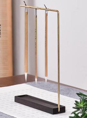 创意毛笔架笔挂简约文房四宝铜笔挂书法工具学生用书房小摆件