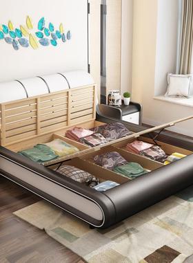 现代简约卧室皮艺床软体床1.8米1.5米皮床双人床婚床