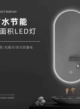 椭圆形led化妆镜壁挂卫生间智能浴室镜带灯防雾梳妆台镜子挂墙式