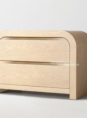 美式乡村RH实木床法式复古做旧橡木1.8双人床日式落地床卧室家具