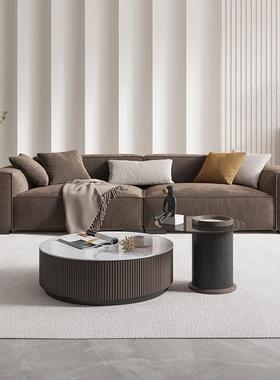 意式极简磨砂麂皮绒布豆腐块客厅沙发三四人位直排网红乳胶沙发