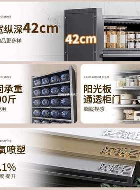 加厚厨房置物架落地多层橱柜家用微波炉碗柜餐边柜楼道储物柜门外