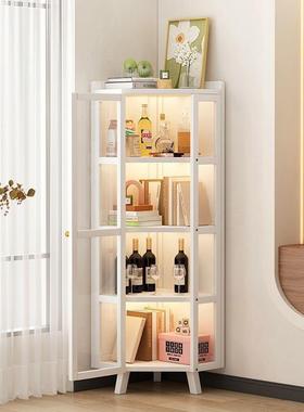 置物架多层收纳架简易家用储物柜靠墙楠竹书架客厅展示转角三角柜