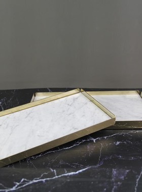 新品样板房卫生间洗手台浴室柜化妆品卫浴用品收纳托盘成品花艺摆