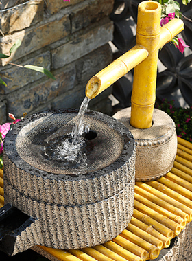 新中式庭院花园流水鱼池t户外装饰循环水落地喷泉景观客厅招财摆