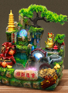 开业假山礼物贺礼流水生财喷泉礼品摆件高K档招财猫循环水招财进