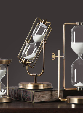 北欧创意金属沙漏轻奢摆件欧式办公室书架书房电视柜酒柜软装饰品