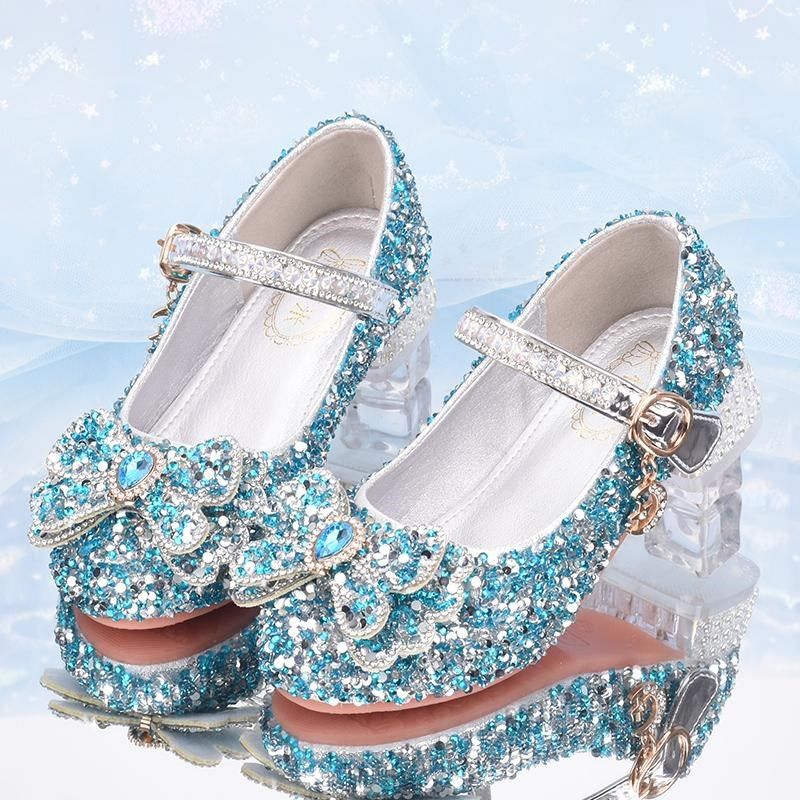 儿童公主鞋女童钢琴演出鞋银色模特主持走秀礼服鞋闪亮女孩水晶鞋,淘宝优惠券,粉丝福利购,淘宝优惠卷