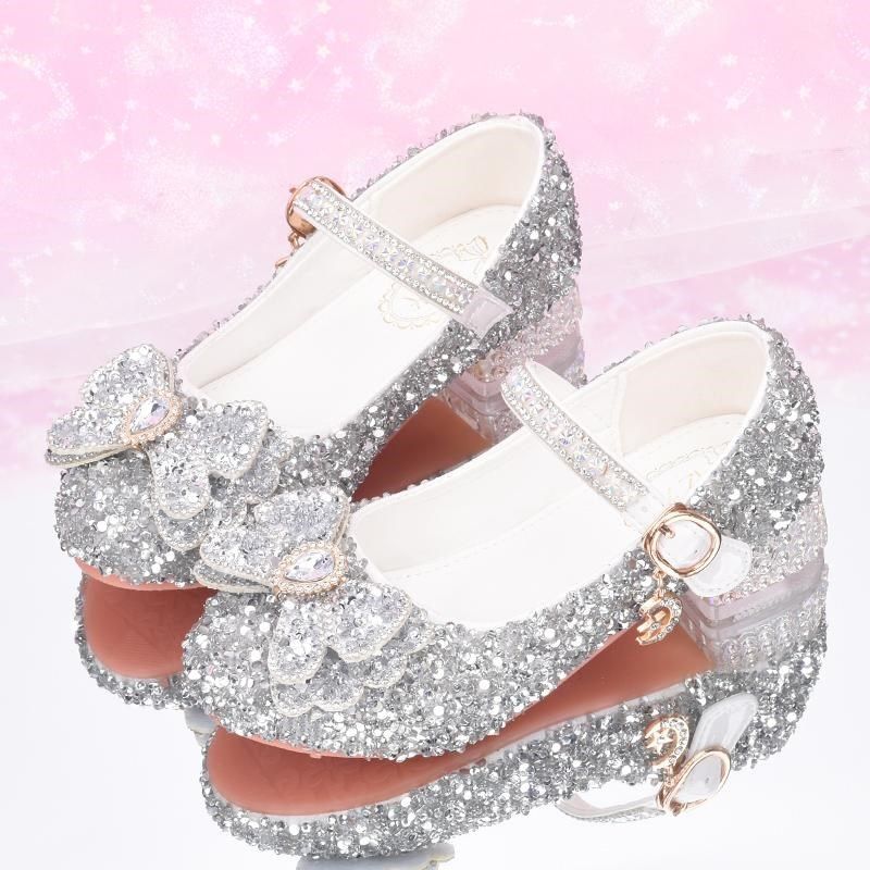 儿童公主鞋女童钢琴演出鞋银色模特主持走秀礼服鞋闪亮女孩水晶鞋,淘宝优惠券,粉丝福利购,淘宝优惠卷