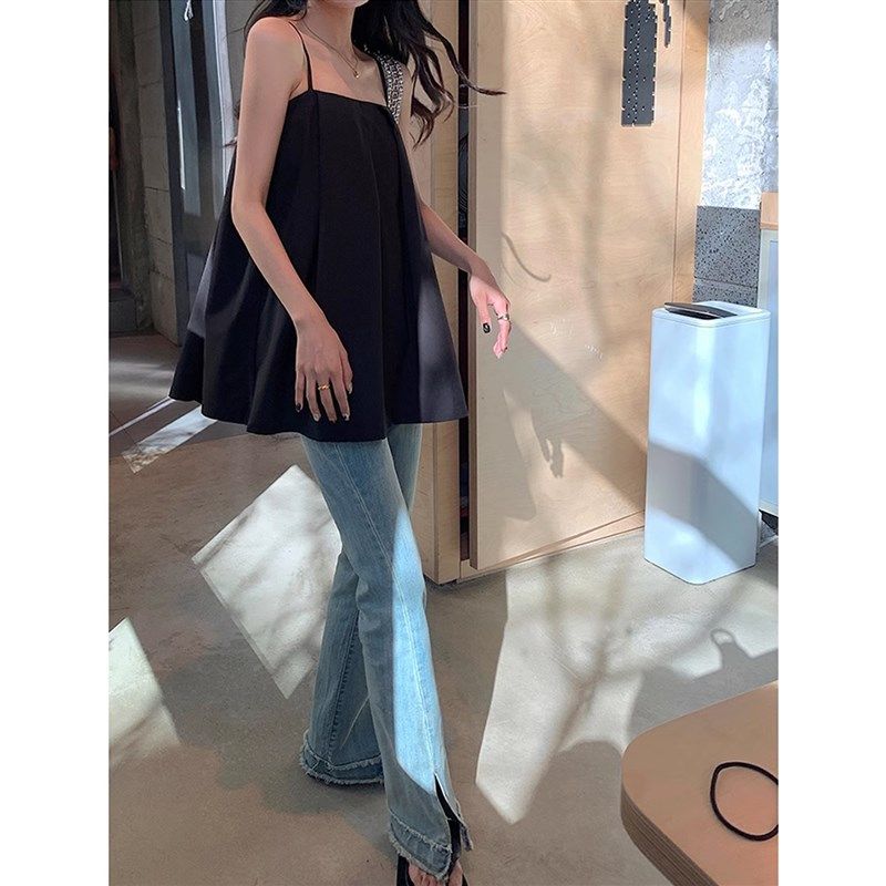 孕妇装吊带背心女夏季2024新款外穿黑色无袖一字肩露肩上衣春秋款,淘宝优惠券,粉丝福利购,淘宝优惠卷