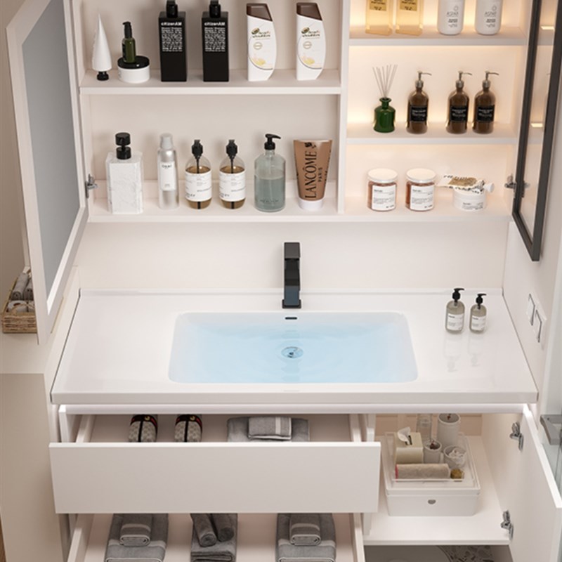 定制智能浴室柜陶瓷一体盆65/75CM8C5/95公分105/115厘米洗漱台盆 - 图0