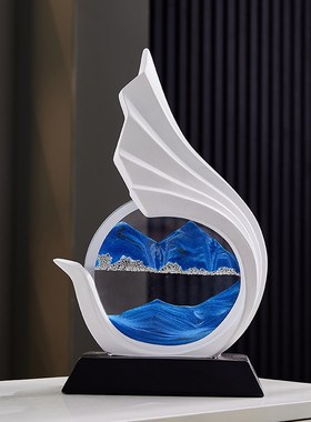 风生水起流沙画客厅摆件轻奢高档酒柜电I视柜玄关办公室家居装饰