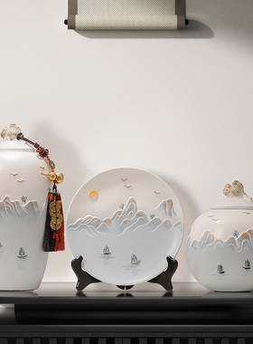 中国风玄关摆件新中式客厅书架电视柜家居装饰品花瓶摆设