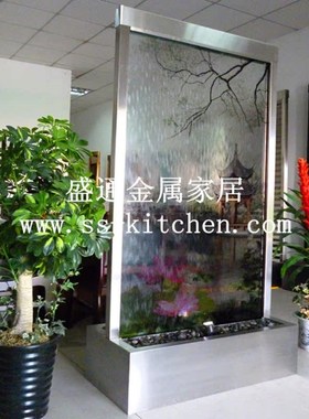 流水喷泉风水轮i摆件 室内流水摆 屏风 新房礼品 流水帘 风水帘