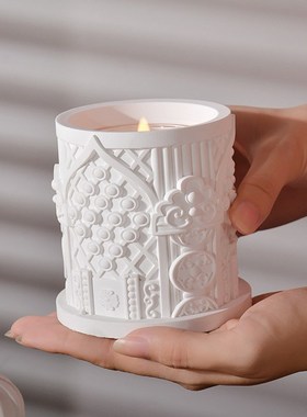 古堡记忆香薰蜡烛文创石膏杯大豆蜡室内摆M件装饰持久伴手礼节日
