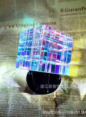 创意现代简约三镜渐变彩色方体魔方水晶立方体客厅书Z房桌面摆件