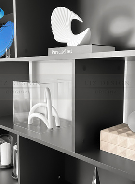 轻奢蓝色系样板房软装书柜装饰品水晶摆件书架柜子电视柜摆设组合