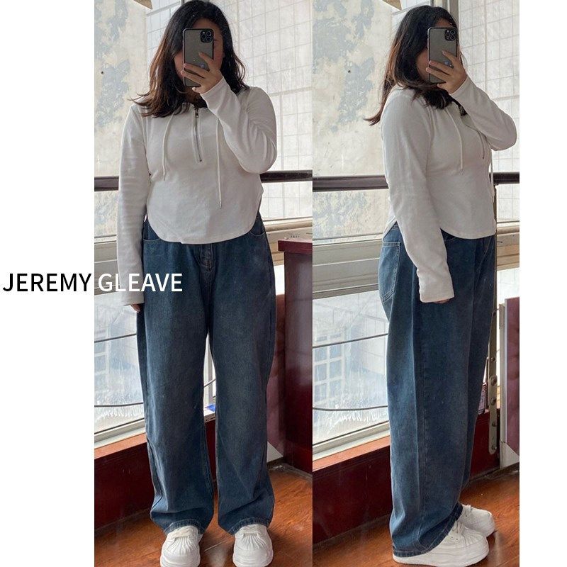 大码300斤梨形身材遮胯牛仔裤女夏季裤子胖mm直筒裤显瘦阔腿长裤2,淘宝优惠券,粉丝福利购,淘宝优惠卷