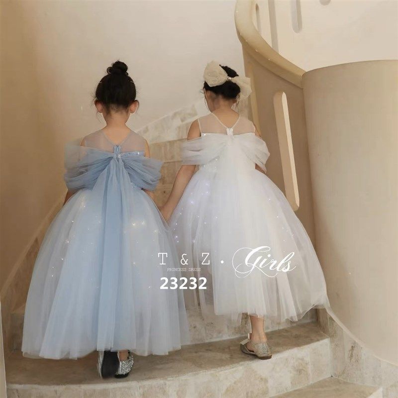 儿童发光爱沙公主裙女童花童婚礼裙子夏季新款生日连衣裙洋气纱裙,淘宝优惠券,粉丝福利购,淘宝优惠卷