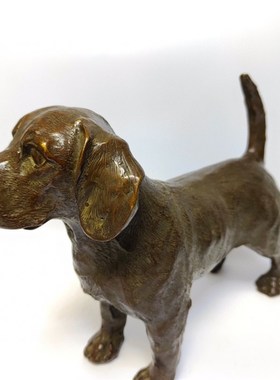 纯铜拉布拉多宠物狗摆件富贵狗发财狗生肖狗客厅办公室装饰工艺品