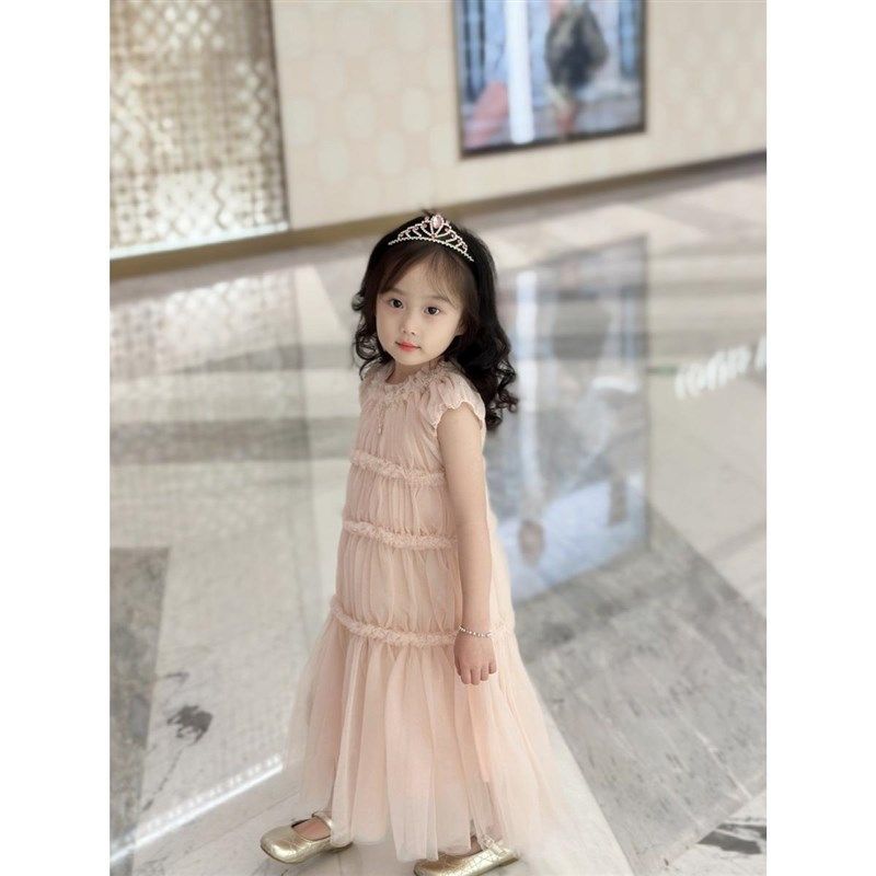 童装定制裸粉蕾丝蛋糕连衣裙梦幻公主礼服裙生日节日超仙气质长裙,淘宝优惠券,粉丝福利购,淘宝优惠卷