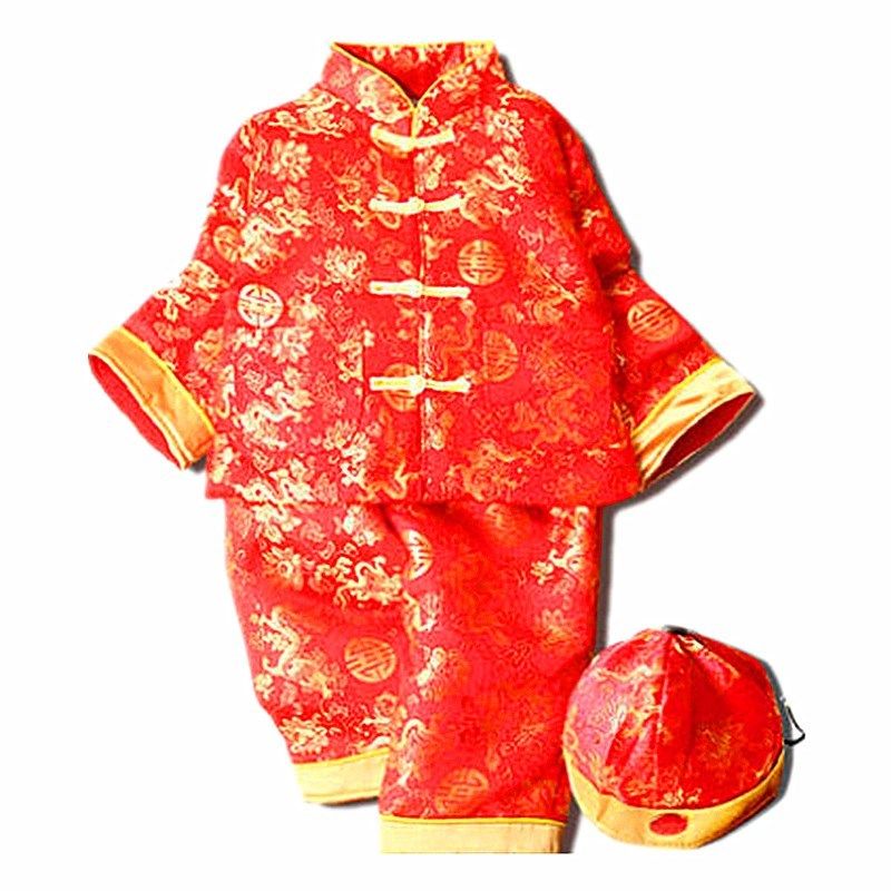 儿童唐装男童古装秋冬季棉服四件套装婴儿百岁服宝宝周岁礼服红色,淘宝优惠券,粉丝福利购,淘宝优惠卷