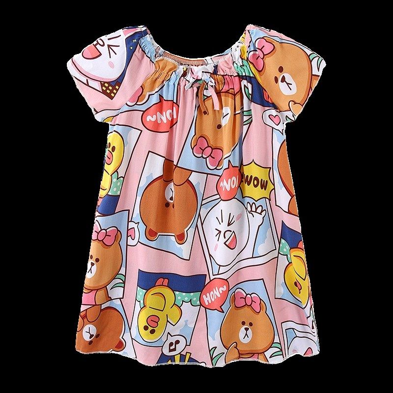 女童睡裙绵绸夏季棉绸短袖儿童薄款吊带宝宝小孩睡衣花棕熊家居服,淘宝优惠券,粉丝福利购,淘宝优惠卷