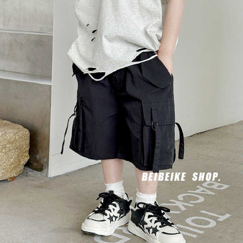 儿童宽松工装短裤夏季薄款儿童五分裤男孩中裤宝宝黑色帅气裤子潮,淘宝优惠券,粉丝福利购,淘宝优惠卷