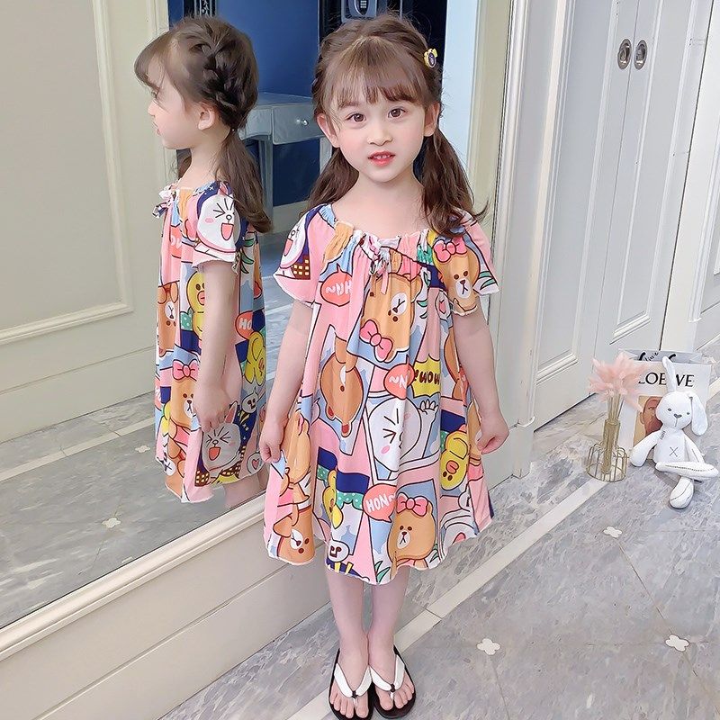 女童睡裙绵绸夏季棉绸短袖儿童薄款吊带宝宝小孩睡衣花棕熊家居服,淘宝优惠券,粉丝福利购,淘宝优惠卷