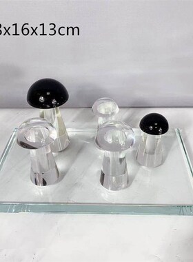 现代简约水晶蘑菇棋盘几何摆件样板房售楼处国际Z象棋装饰品