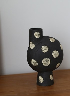 现代风陶瓷摆件i装饰品几何波点肌理质感家居礼物手工制作玄关摆