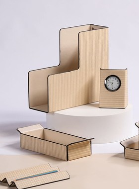 简约现代几何桌面收纳盘书靠摆件样板间办公室书房客厅家居装饰品