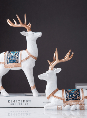 欧式鹿摆件e电视酒柜客厅新房家居装饰品结婚礼物卧室服装店工艺
